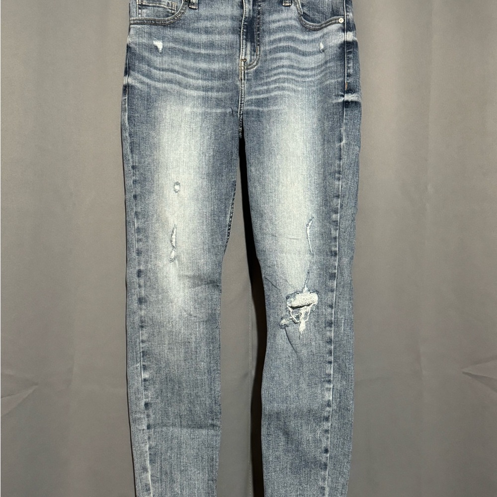 Eunina Blue Skinny Jeans with Distressed Details